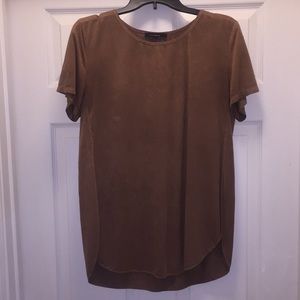 Brown Suede Slit Top
